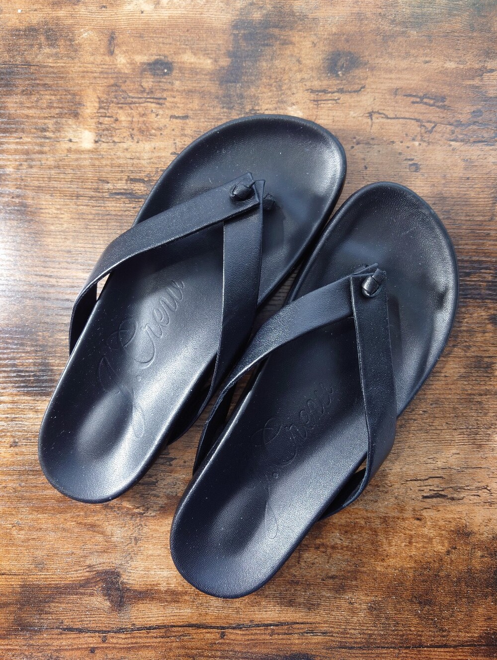 J.Crew Black Leather Flip Flop Sandals Women’s Size 8 Minimalist Thong Sandals